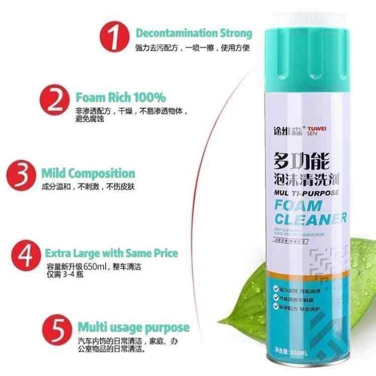 Heavy-Duty Foam Cleaner Spray for Car, Kitchen, and Home Surfaces
