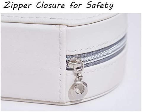 Round Mini PU Leather Jewelry Organizer Box for Travel and Storage