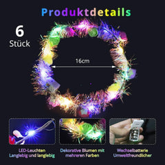 Colorful LED Flower Wreath Headband with Lighted Hair Line