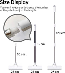 White 2-in-1 Bathroom & Floor Cleaning Brush with Wiper and Long Handle