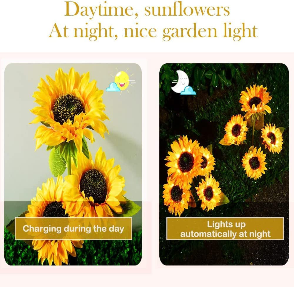 Sunflower Solar Garden Lights, 2 Pcs, Color Changing & Waterproof
