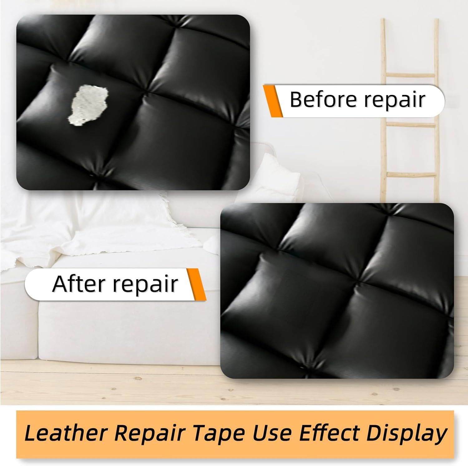 Black Leather Repair Patch 60x30cm for Furniture & Couch Repair