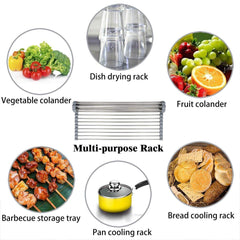 Foldable Stainless Steel Over Sink Dish Drying Rack for Kitchen - 1 Pc