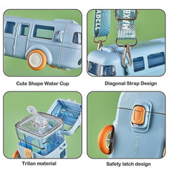 Bus Water Bottle with Straw, 500ml Car Water Cup
