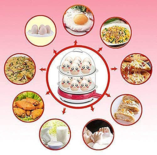 Double Layer Electric Egg Cooker with Handle, 14 Egg Capacity