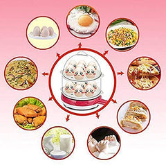 Double Layer Electric Egg Cooker with Handle, 14 Egg Capacity