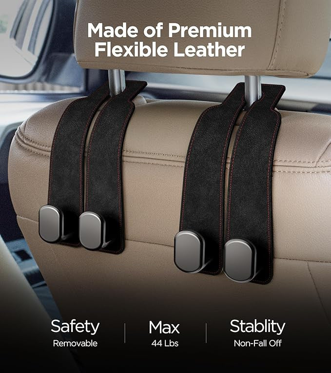 Leather Car Seat Headrest Hook for Purse and Bag Storage