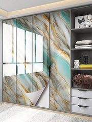 Sky Blue & Gold Marble Foil (TA-052) - Elegant Blue & Gold Design