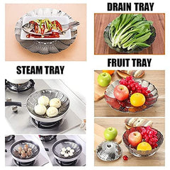 Large 16.5cm Stainless Steel Folding Vegetable Steamer Basket