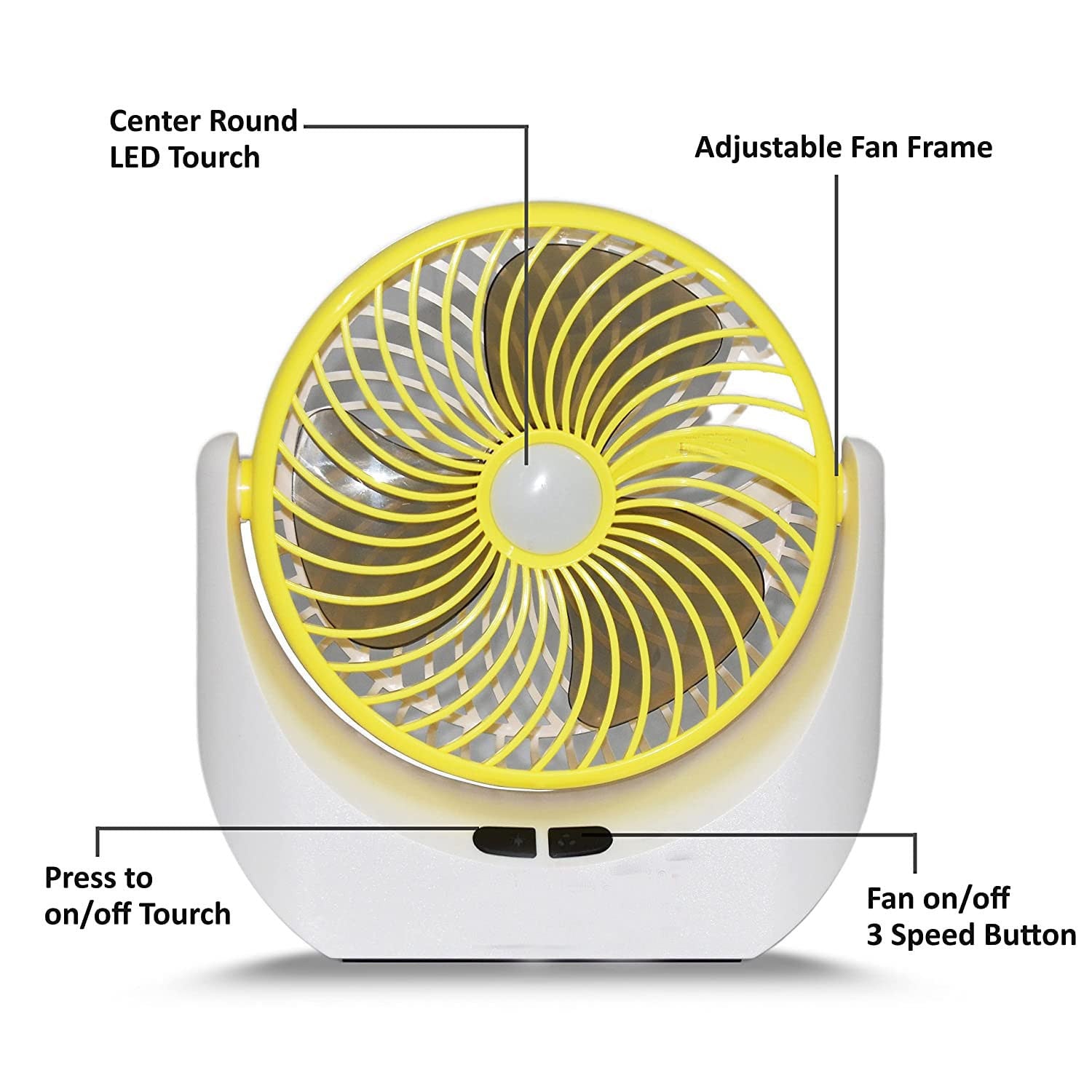 Jy Super Rechargeable LED Fan with Light, Portable Desk & Table Fan