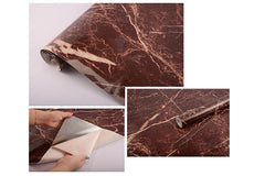 Dark Brown Marble Aluminum Foil Kitchen Stickers - Waterproof & Self-Adhesive