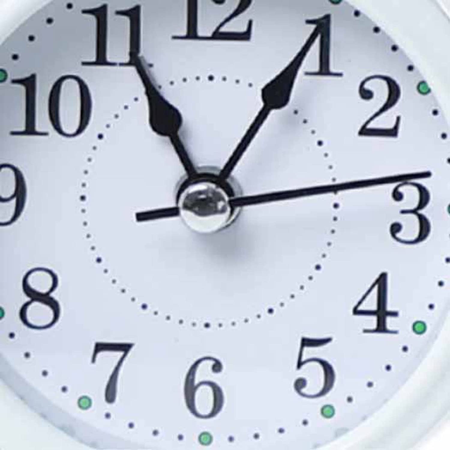 Twin Bell White Alarm Clock with Soft Backlight and Low Ticking Noise