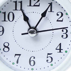 Twin Bell White Alarm Clock with Soft Backlight and Low Ticking Noise