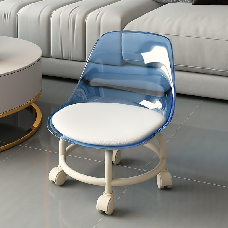 Mini Rolling Stool - Transparent, Compact, Adjustable Chair