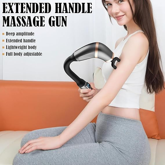 U-Shape Portable Massage Gun with Extension Handle for Muscle Relief