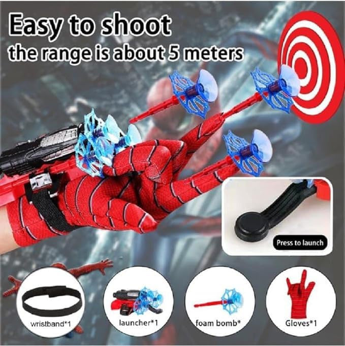 Spider Web Shooter Toy Set with Gloves and Hero Launcher