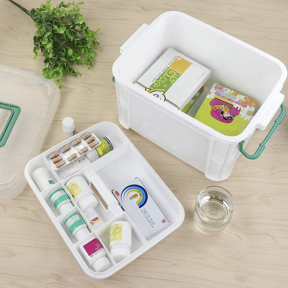 Portable Medical Kit Box with Locking Lid and Handle