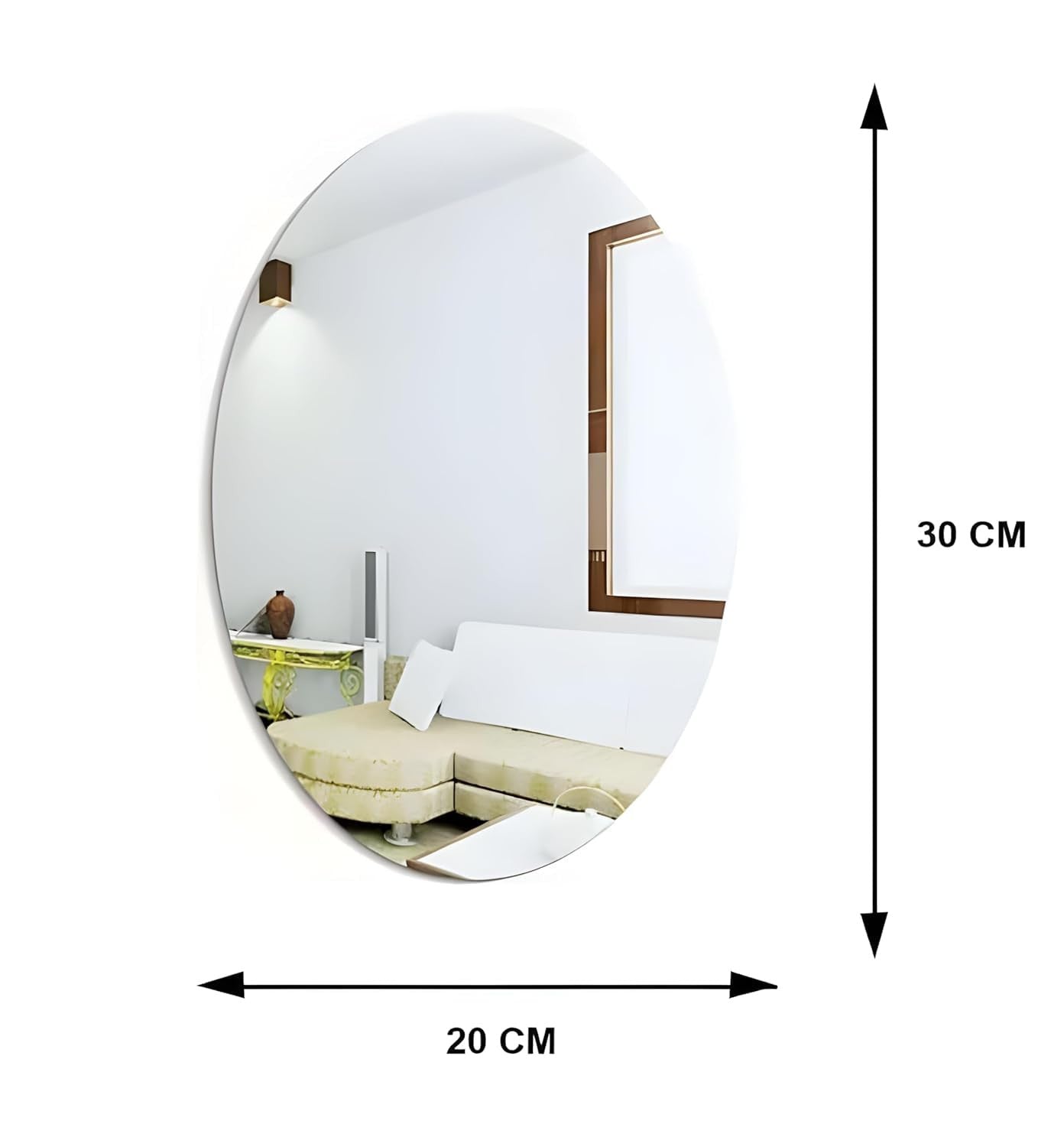 Oval Shape Wall Mirror Sticker (20x30)
