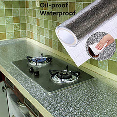 Aluminium Foil Kitchen Backsplash Stickers - Oil Proof & Heat Resistant