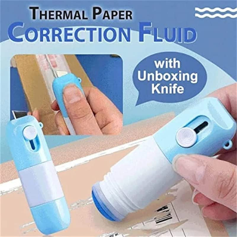 Portable 2-in-1 Thermal Paper Correction Fluid with Unboxing Knife