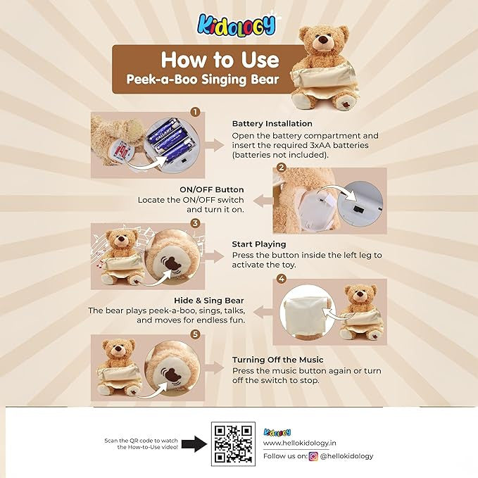 Peek-A-Boo Teddy Bear Toy for Kids