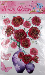3D Flower & Vase Wall Sticker - 1 Pc