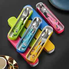 3-Piece Spoon, Fork & Knife Cutlery Set with Carry Case