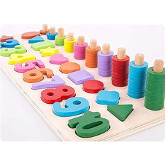 3-in-1 Wooden Puzzle Set: Numbers, Shapes & More