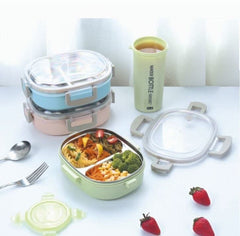 Stainless Steel 2-Compartment Lunch Box with Water Bottle