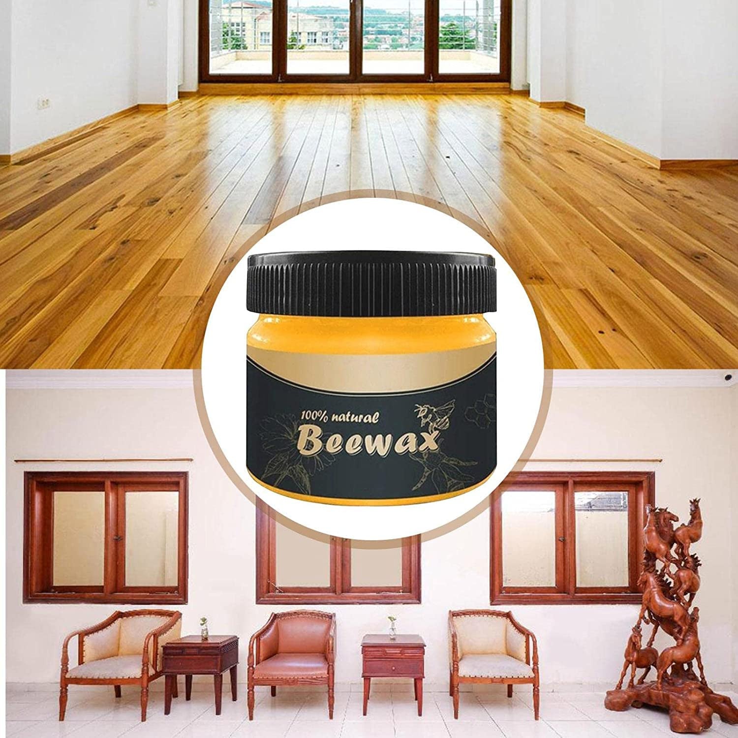 Bee Wax with Sponge for Wood Care and Polishing