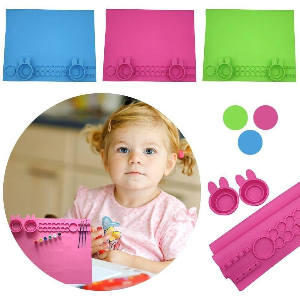 Silicone Painting Mat for Kids with Pop-Up Water Cup - Craft & Art Surface