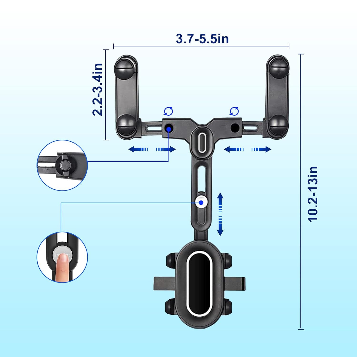 360° Rotatable & Retractable Mirror Phone Holder for Car