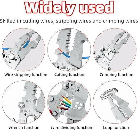 12-in-1 Foldable Stainless Steel Wire Stripper & Pliers