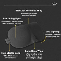 Black Eye Mask 3D Sleep Mask & Black Head Band for Rest