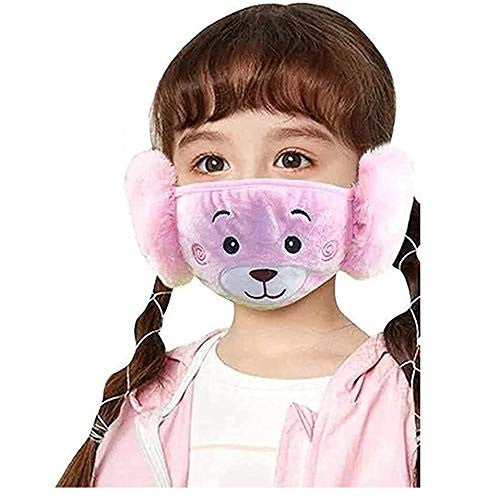 Kids' Warm Winter Face Mask with Plush Earmuffs for Girls & Boys