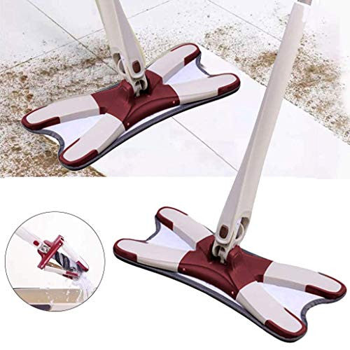 Heavy X Shape Flat Mop with Self-Wringing Microfiber Pads for Easy Floor Cleaning