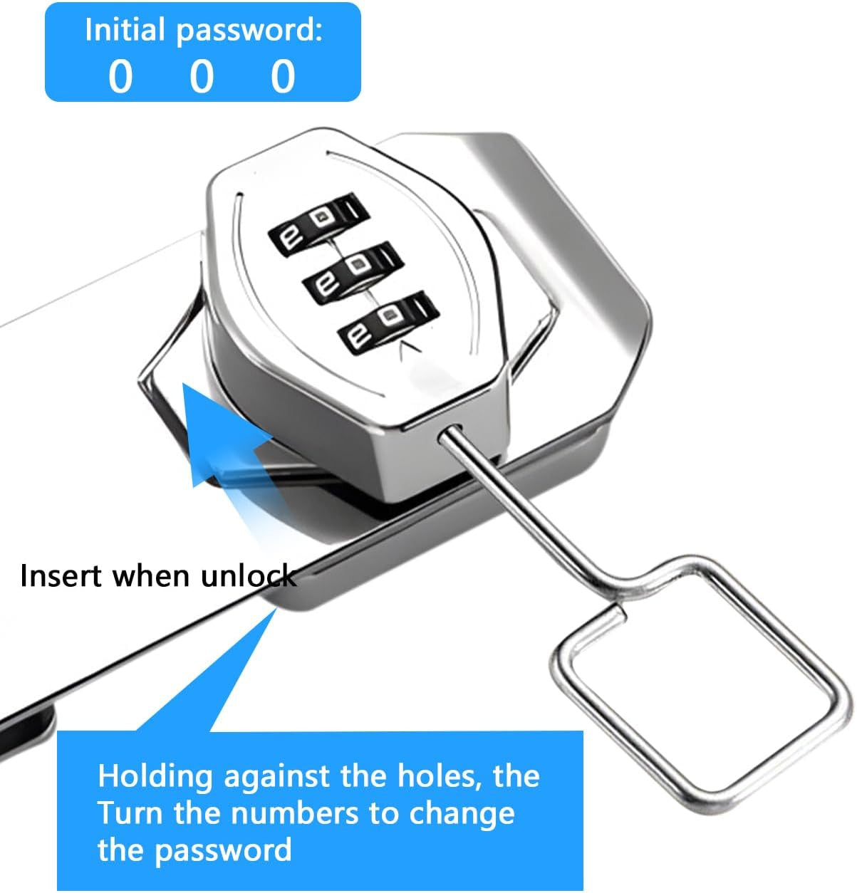 3-Digit Keyless Cabinet Lock with Password & Safety Buckle