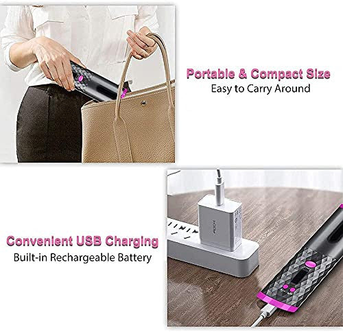 Wireless USB Rechargeable Auto Hair Curler with LCD Display and Adjustable Temp