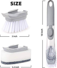 Kitchen Soap Dispenser & Dish Cleaning Brush Set with Refill