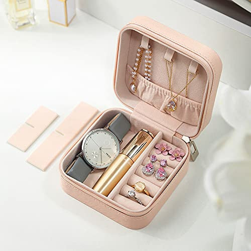 Portable Mini Jewelry Organizer Box with Necklace Hooks & Compartments