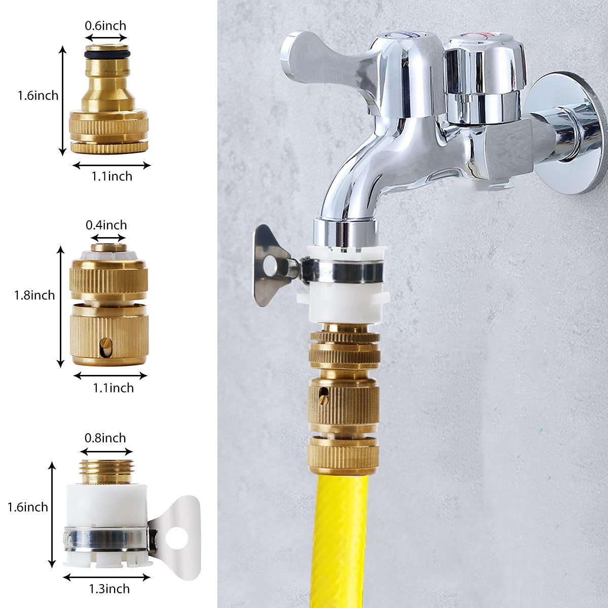 4Pcs Brass Garden Hose Quick Connect Tap Pipe Connectors
