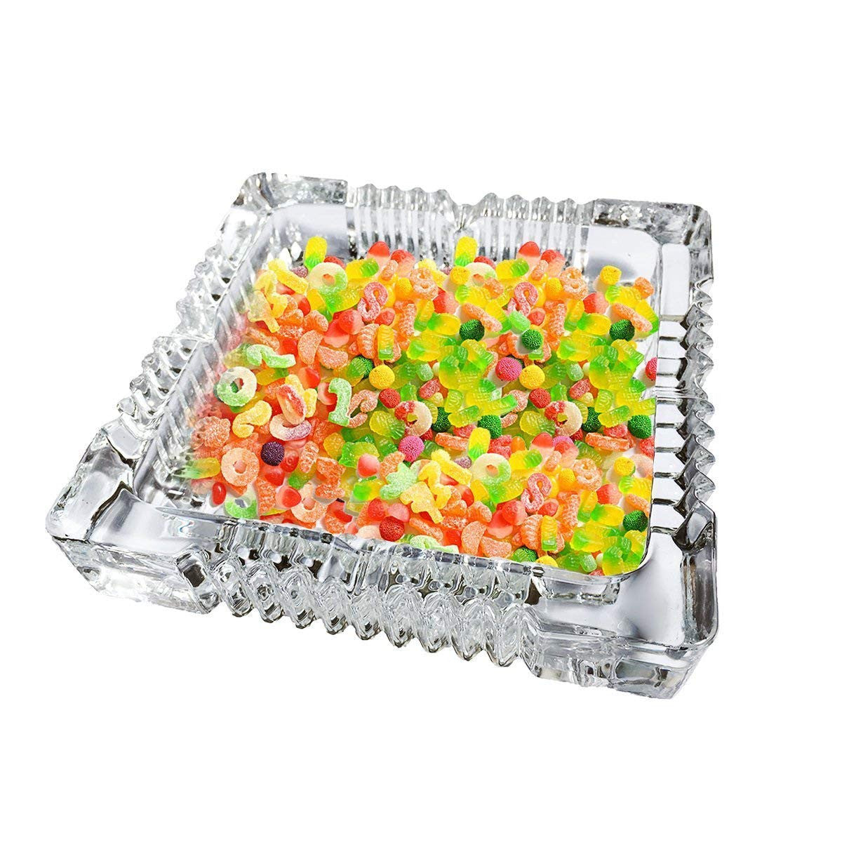 Big Crystal Glass Square Ash Tray for Cigar, Bar, and Home Decor