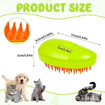3-in-1 Electric Cat Steam Brush for Hair Removal and Grooming