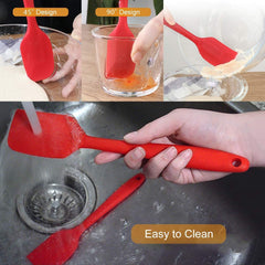 6-Piece Red Silicone Kitchen Spatula Set for Baking and Cooking