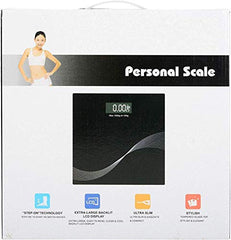 Black Digital S-Shape Bathroom Scale with Tempered Glass & LCD Display