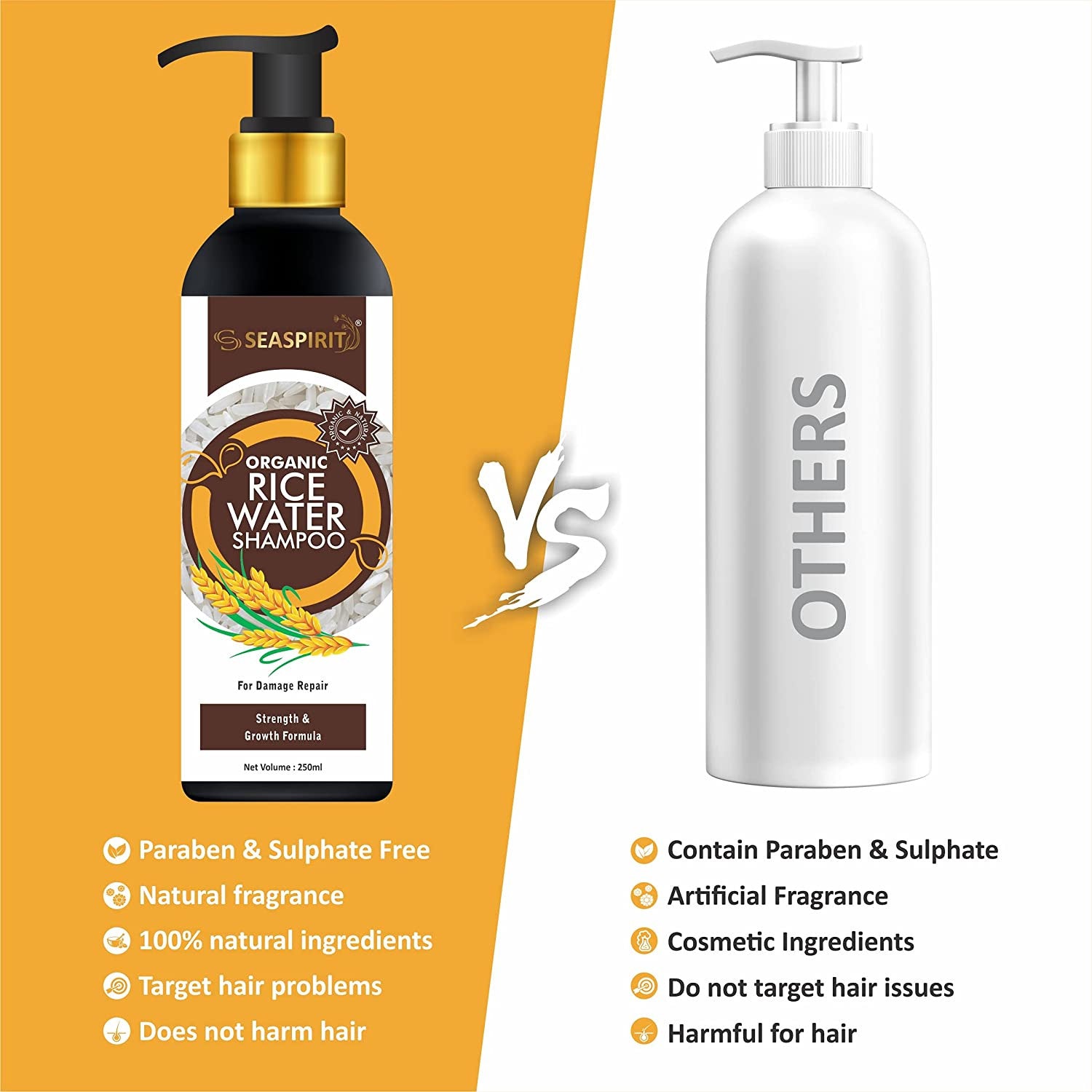 Rice Water Shampoo for Strength & Growth - Sulfate & Paraben Free