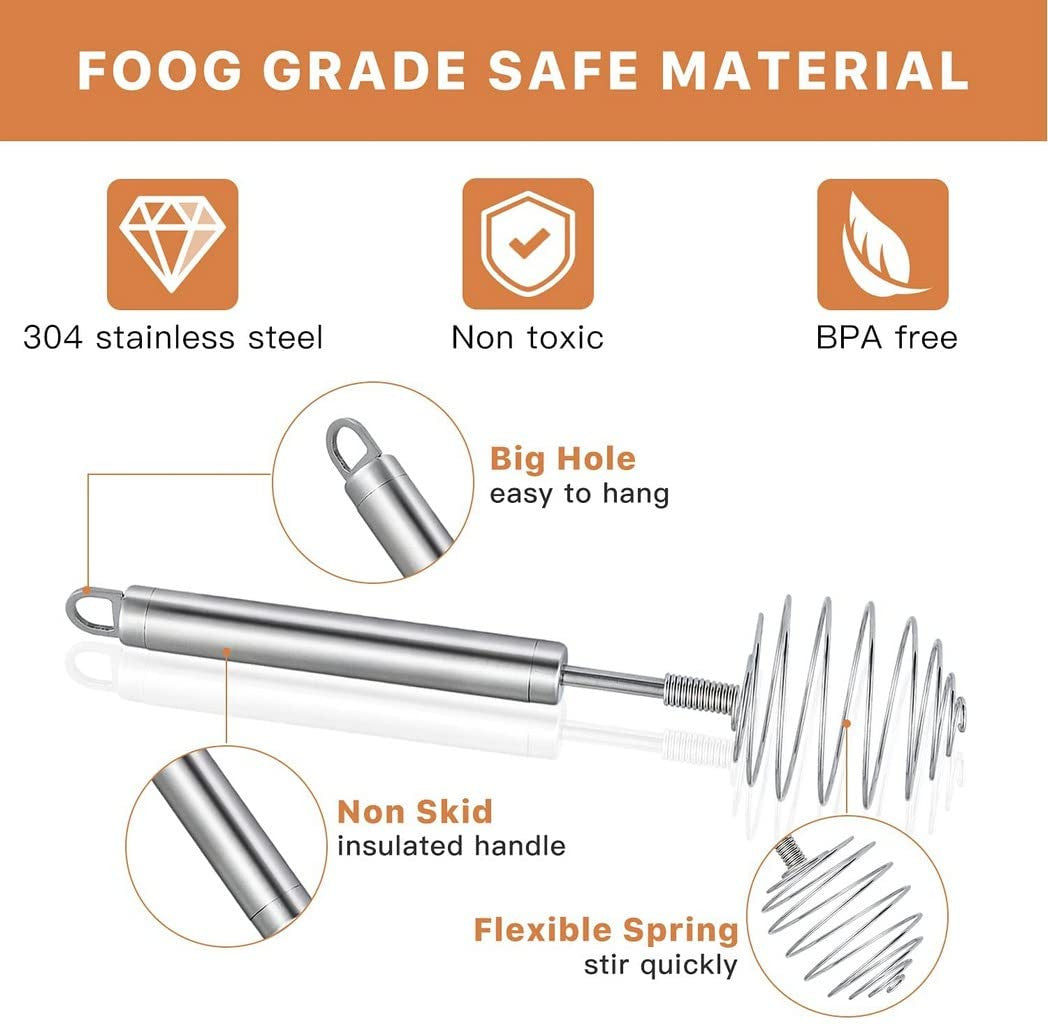 SS Spring Egg Beater & Milk Whipper - Easy to Clean, Durable, Versatile