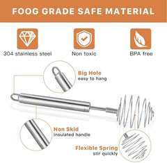 SS Spring Egg Beater & Milk Whipper - Easy to Clean, Durable, Versatile