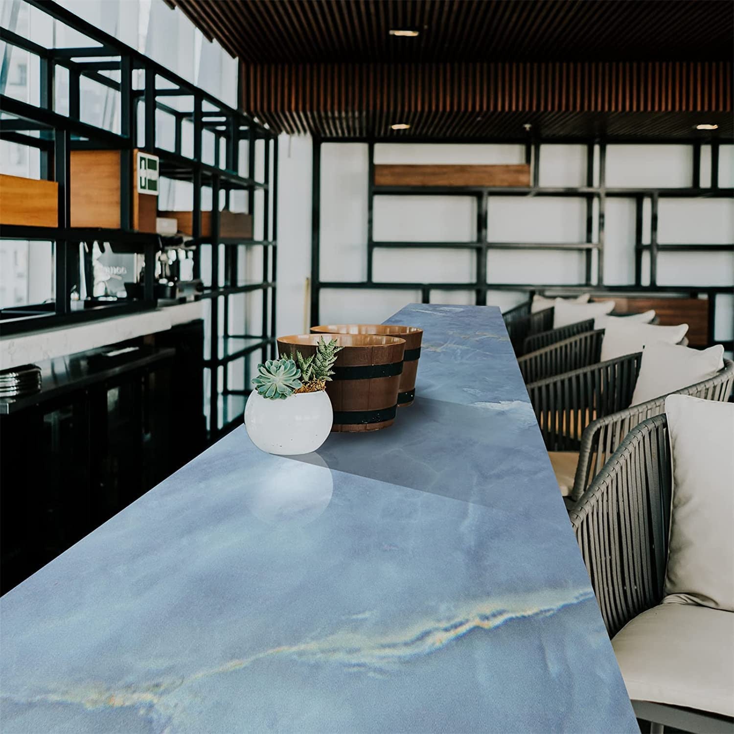 Blue Marble Foil Sticker Wallpaper 60x200cm for Kitchen & Bathroom