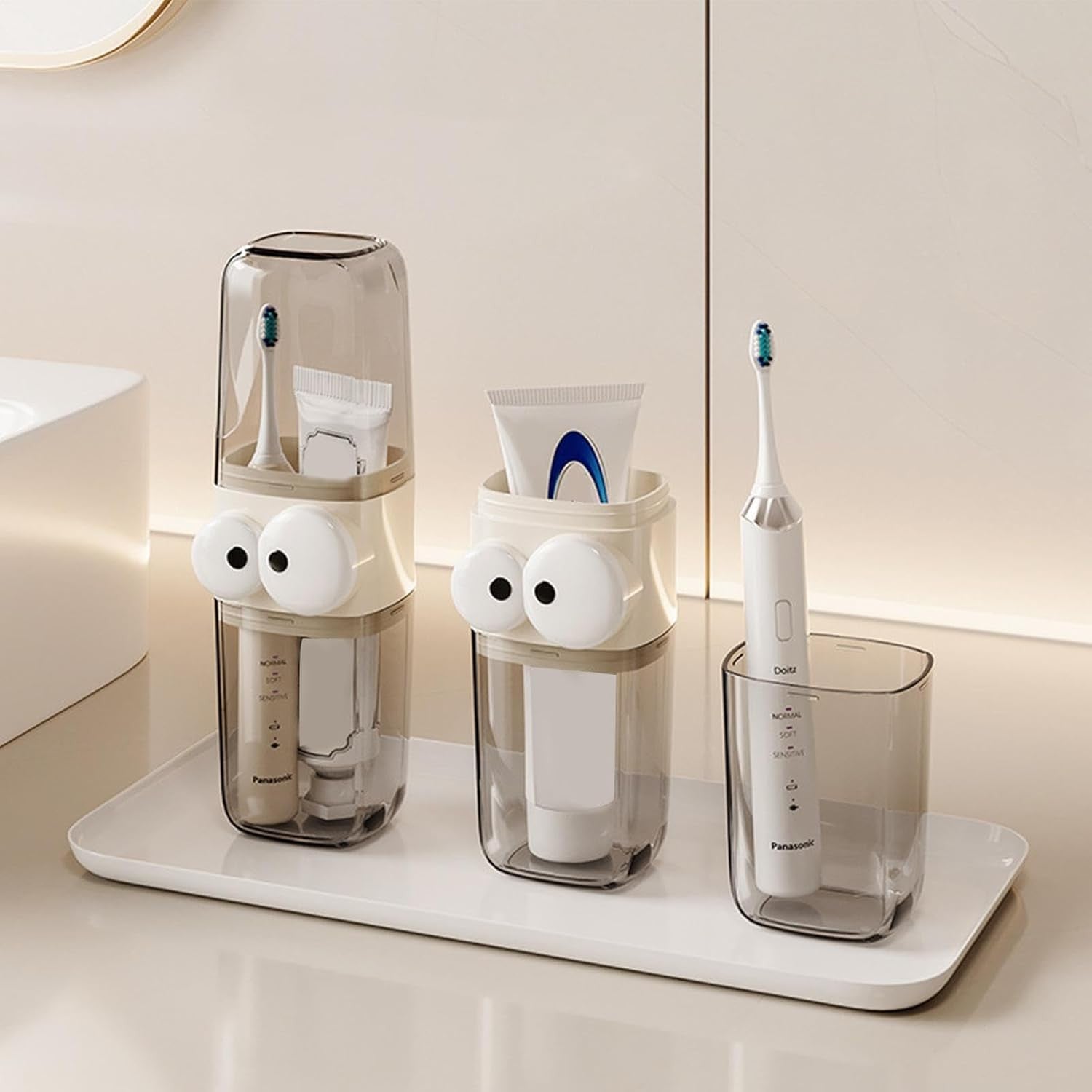 Cute Clear Travel Toothbrush Holder with Googly Eyes